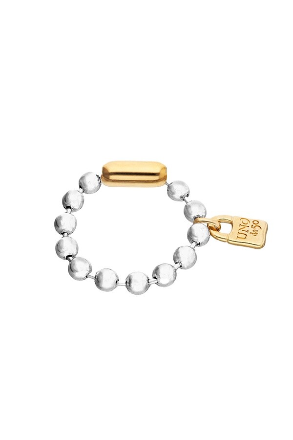 PULSERA DE BOLAS BAÑADA EN PLATA DE LEY Y CANDADO Y CIERRE BAÑADO EN ORO 18K Pulsera