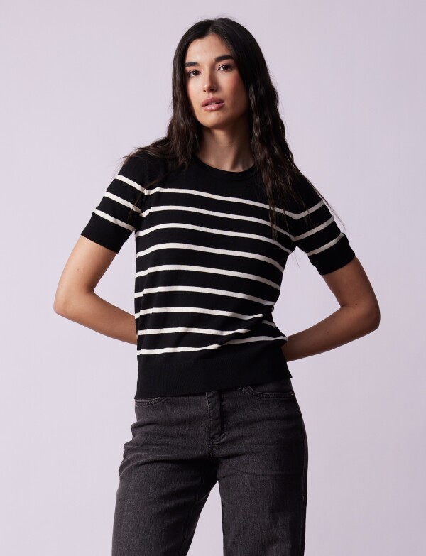 Buzo Lineas NEGRO/BEIGE