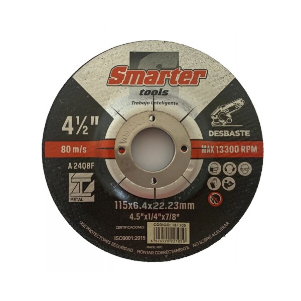 DISCO DESBASTE DE METAL 4,1/2" SMARTER Disco Desbaste De Metal 4,1/2" Smarter