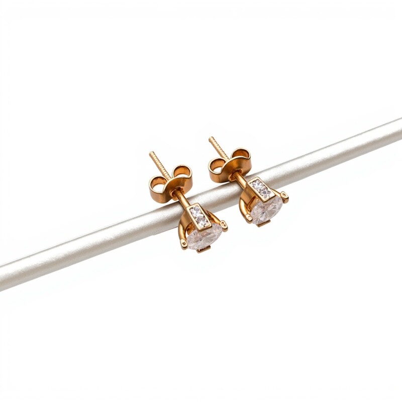 Caravanas Zirconia oro amarillo y oro blanco- Oro bajo - Zirconia - CA8106 conpiedra