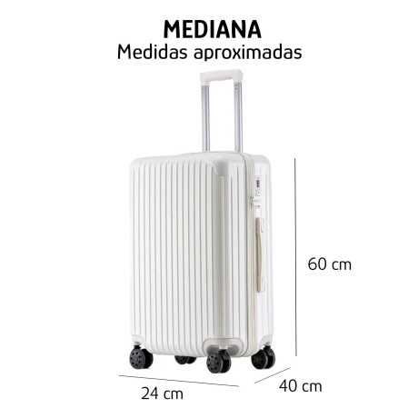 Valija Mediana Rígida Ruedas 360° Candado Integrado Blanco
