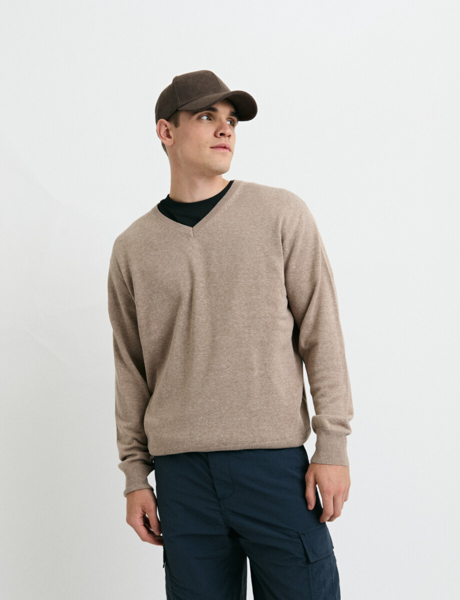 470985 SWEATER HARRINGTON LABEL Tostado