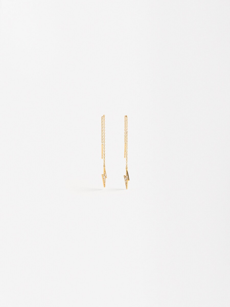 Pendientes Largos Rayo - Plata De Ley 925 dorado