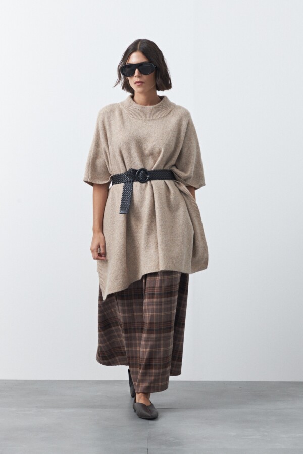 PONCHO DORIEL Beige Melange