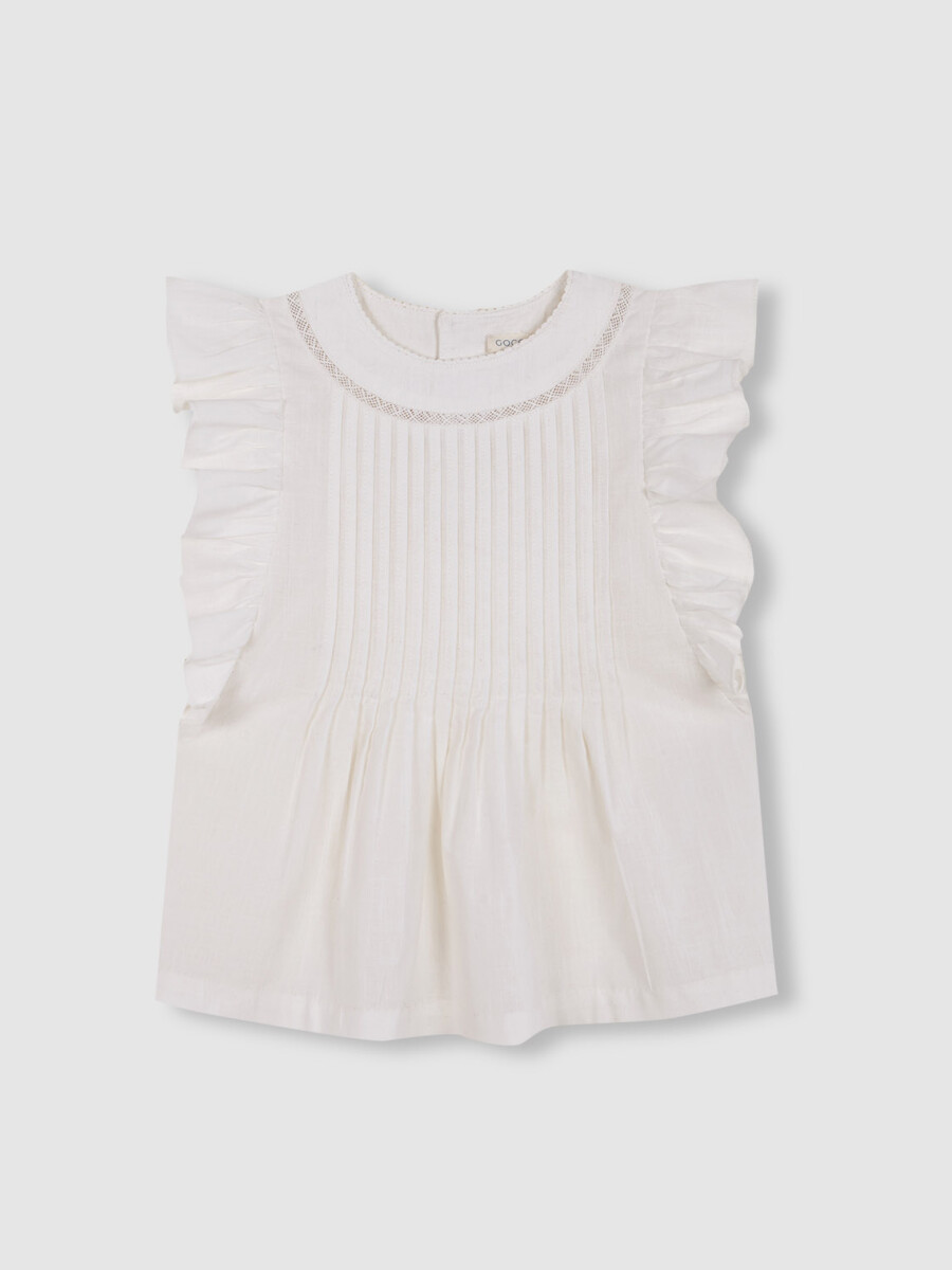 Blusa Con Volantes Blanco