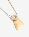 Collares Largos Piedra Collar Largo Metal Y Piedra - Dorado Oro Cepillado Mate