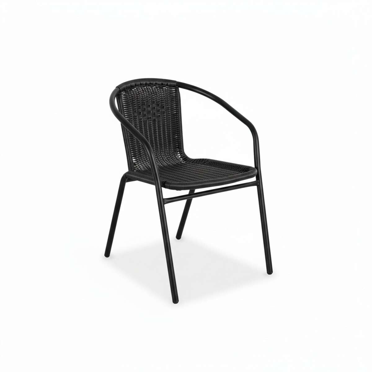 Silla Si­mil Rattan y acero clasica - Negro 