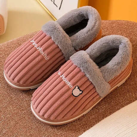 Pantuflas Peluche Unisex Antidesliz Suela Gruesa Invierno Rosa