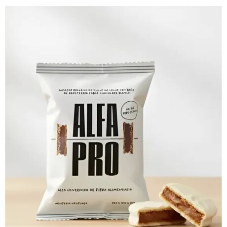 Alfajor Protéico Reducido en calorías Chocolate Blanco caja x 8 unidades Alfapro Alfajor Protéico Reducido en calorías Chocolate Blanco caja x 8 unidades Alfapro