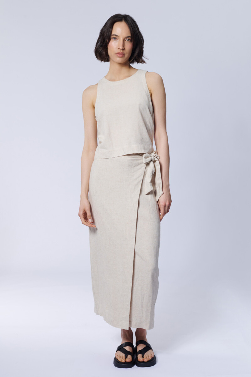 Top Con Lino Simple Beige
