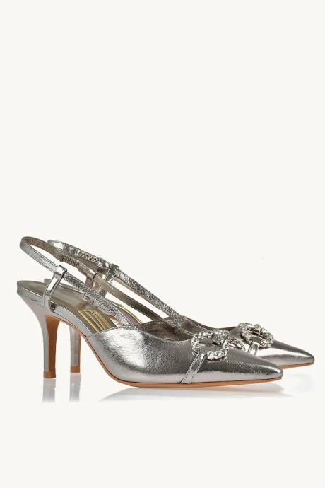 Stiletto Bajo Aurora Plateado