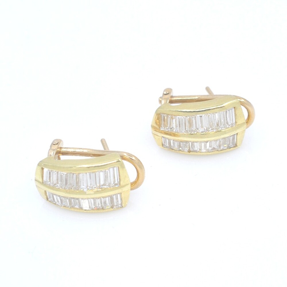 Caravanas clips en oro 18k con brillantes baguette Caravanas clips en oro 18k con brillantes baguette