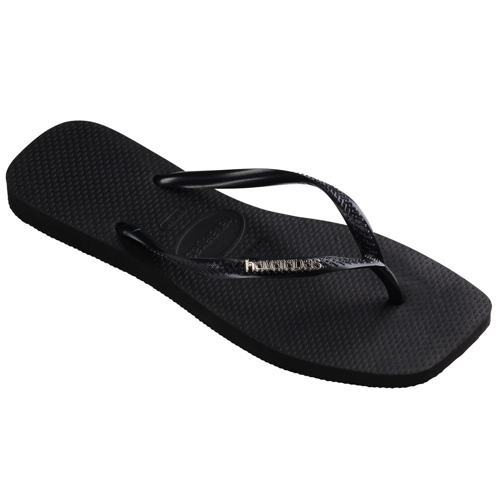 Sandalias Havaianas Sl Sq Logo Met FC Mujer Negro/Plata
