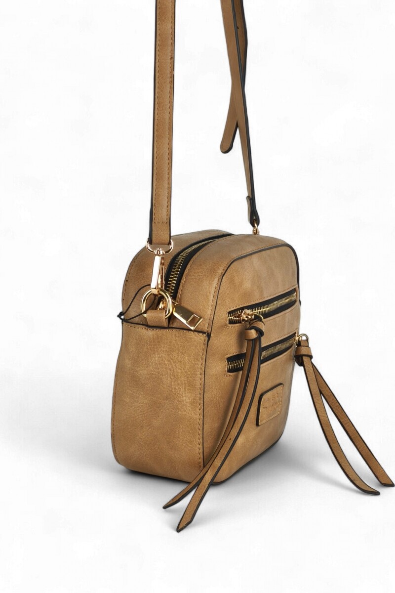 Bandolera con cierres Beige