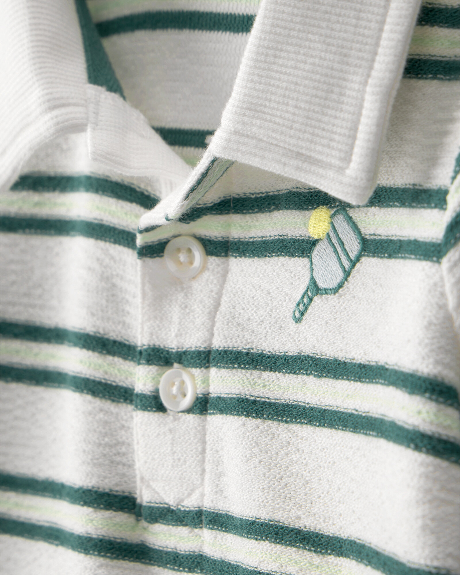 Monito polo corto de algodón, verde y blanco, diseño a rayas Sin color