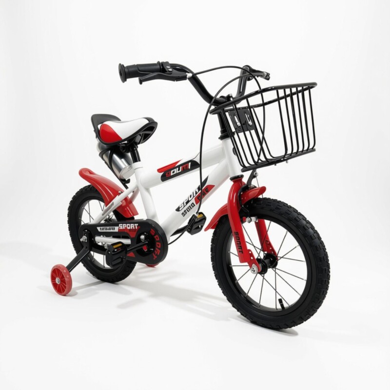 Bicicleta Rodado 12 Con Canasto Y Caramañola Niño Niña Rojo