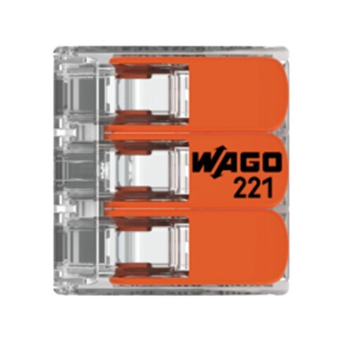 CONECTOR/EMPALME RAPIDO WAGO 221/413 - 0,5 A 4MM2 - 3 CONEX CONECTOR/EMPALME RAPIDO WAGO 221/413 - 0,5 A 4MM2 - 3 CONEX