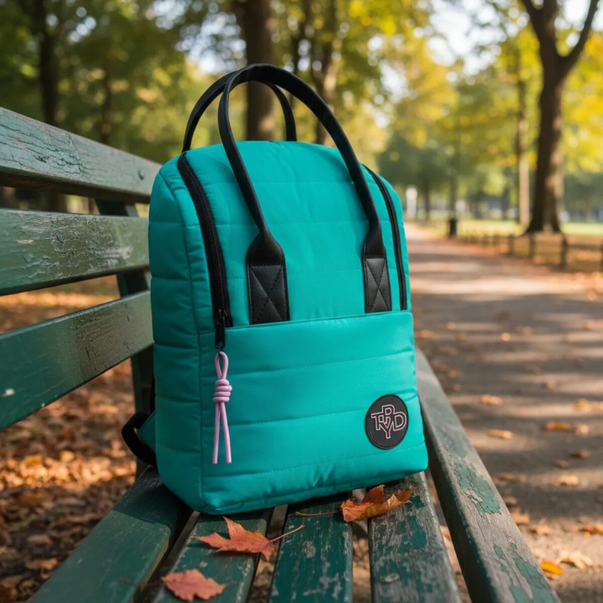 Mochila Trendy con Porta notebook y bolsillo de termo - Turquesa 