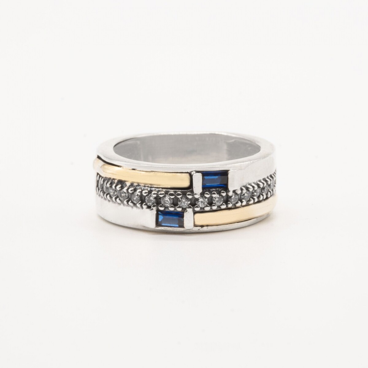 Anillo Camila Blue - Plata y Oro 