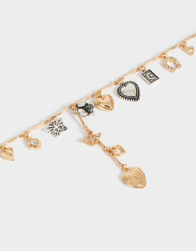 Collares Largos Mix plating Collar Largo Dijes Mixplating - Combinacion Bicolor