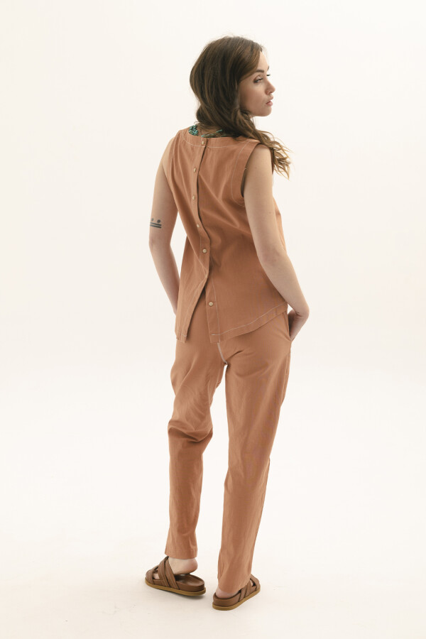 PANTALON LINO STRECH BRICK