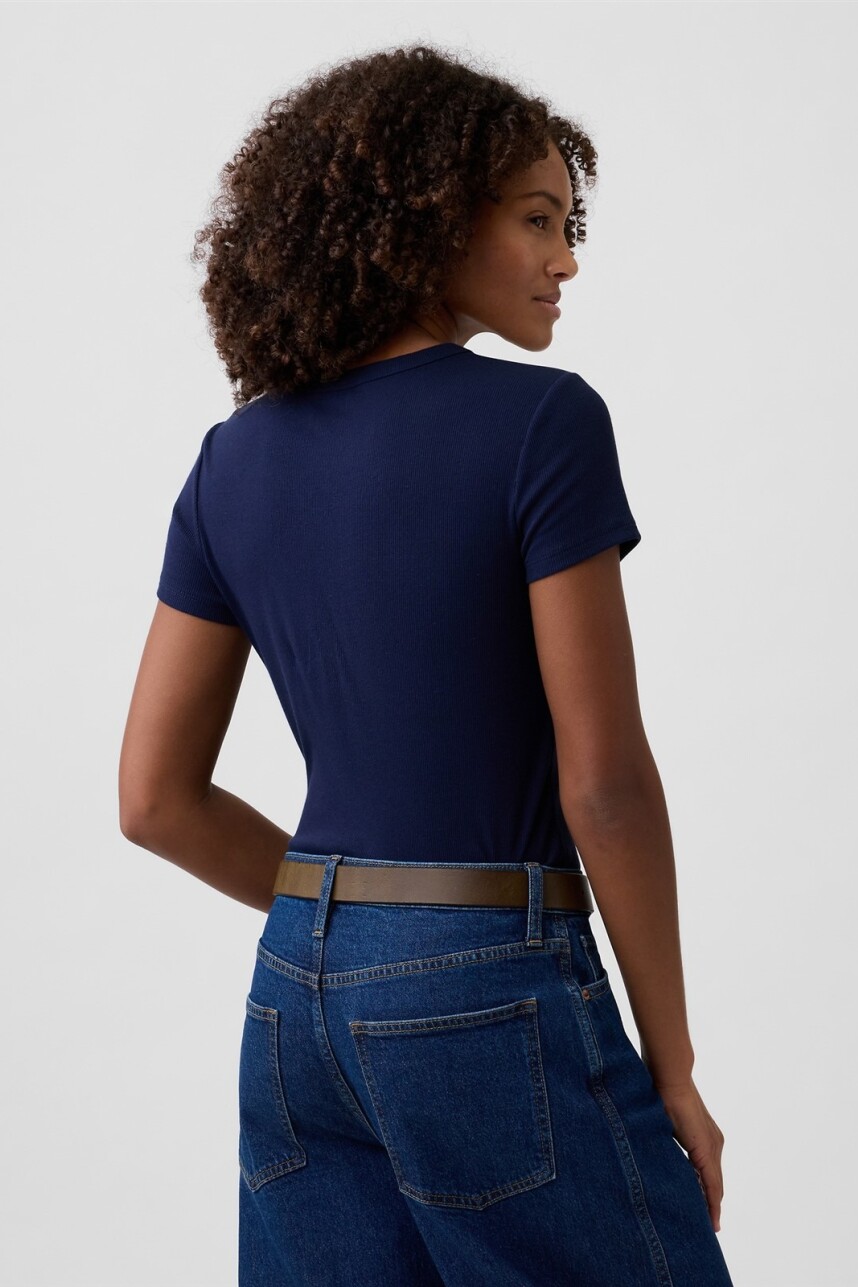 Remera Rib Manga Corta Mujer Navy Uniform V2