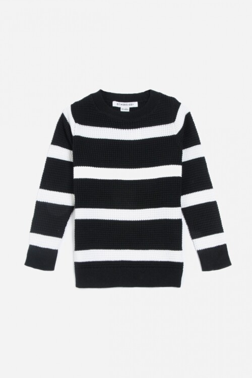 Sweater cuello redondo NEGRO Y BLANCO