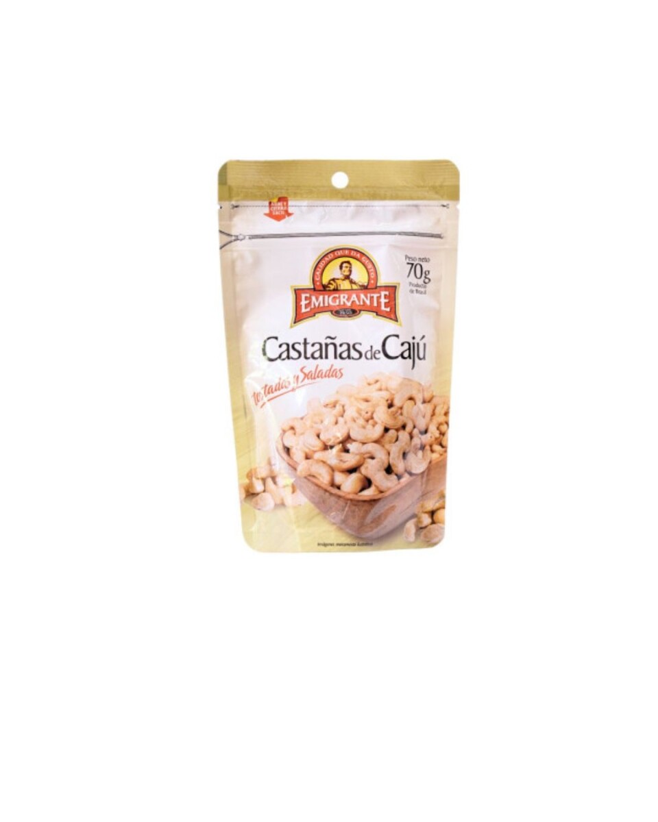 CASTAÑAS DE CAJÚ TOSTADAS Y SALADAS 70GRS 