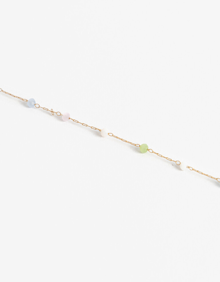 Collares Cortos Color Collar Corto Metal Y Beads - Dorado