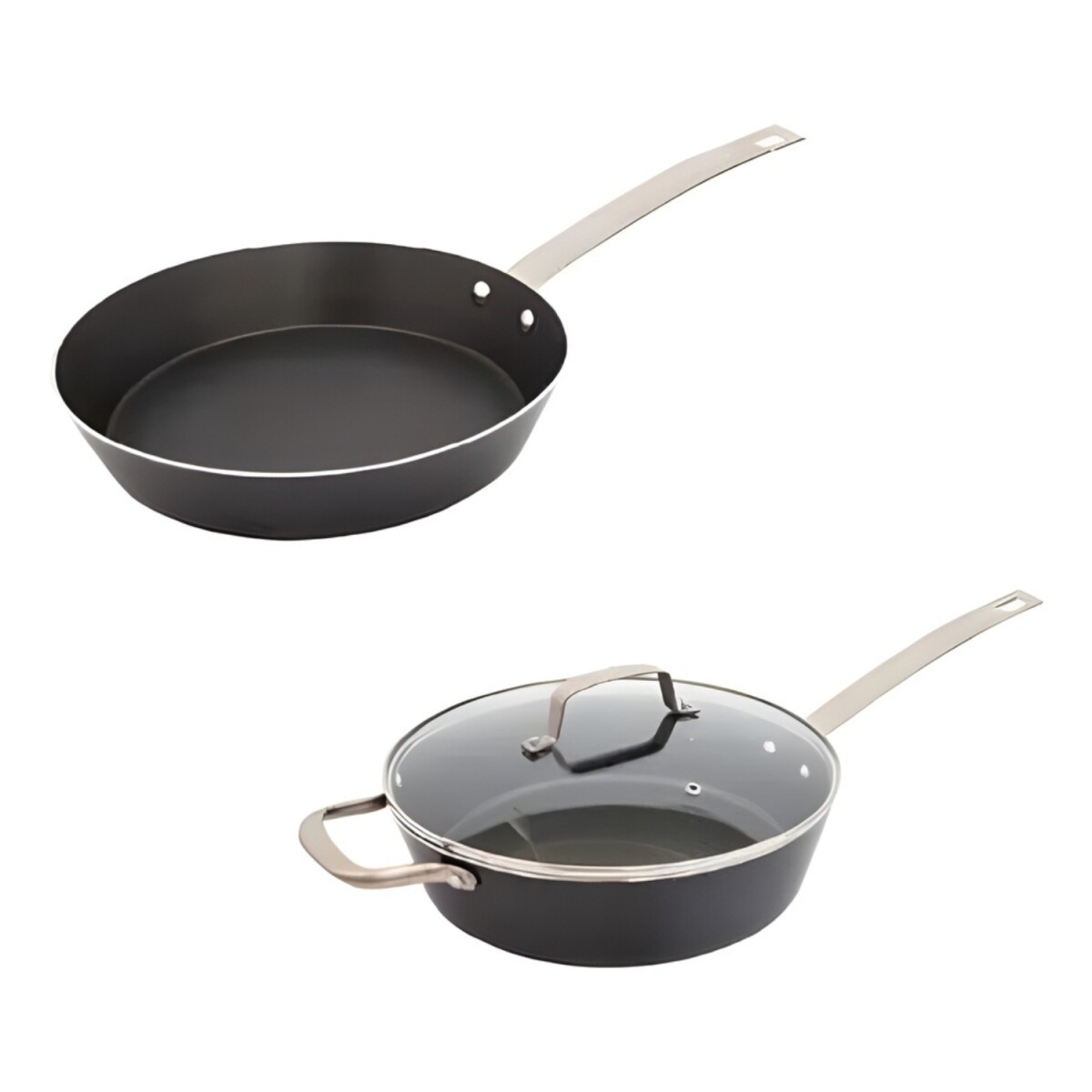 Set De Olla Con Tapa De 28x8cm + Sartén De 28x5cm Retro - Gris Oscuro 