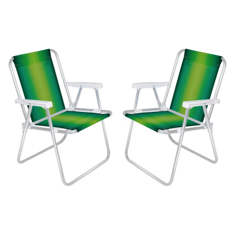 Set x2 Reposeras Sillas Alta Plegable 110 Kg Aluminio Mor Verde