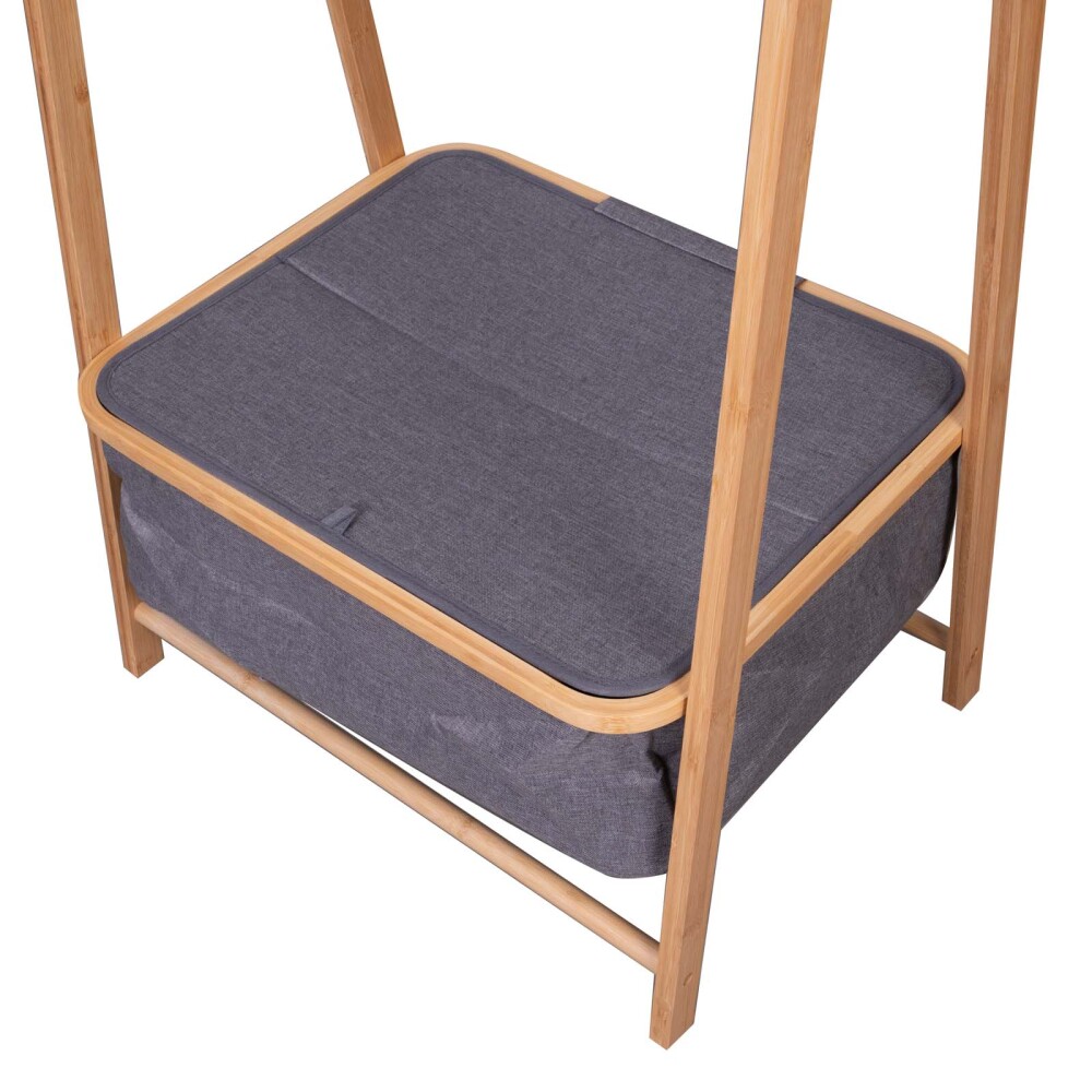 PERCHERO DE PIE MADERA NATURAL-BEIGE C/CAJA ORGANIZADORA