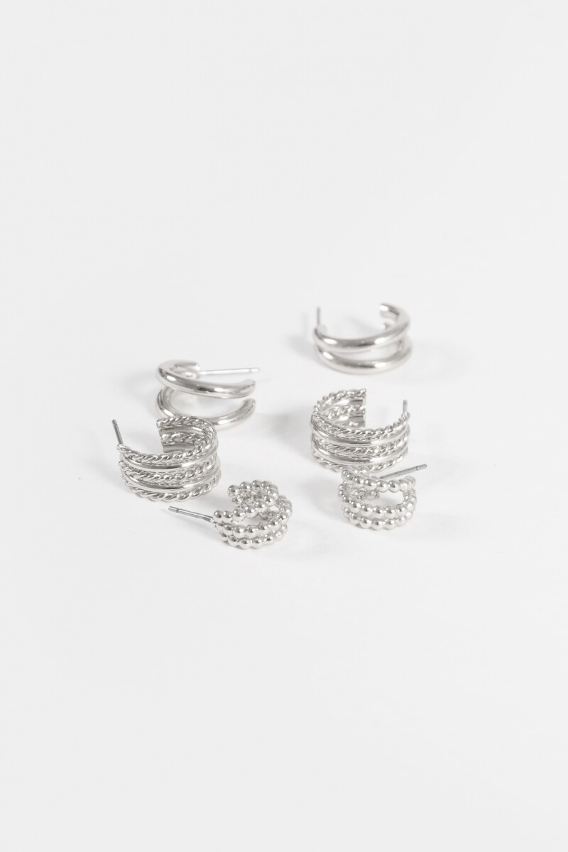 Set de 3 aros dobles plateado