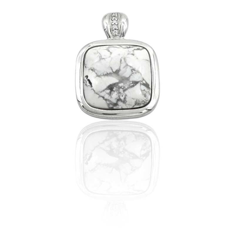 Dije Colgante Cuadrado-Plata 925-Howlita-CP4302 conpiedra