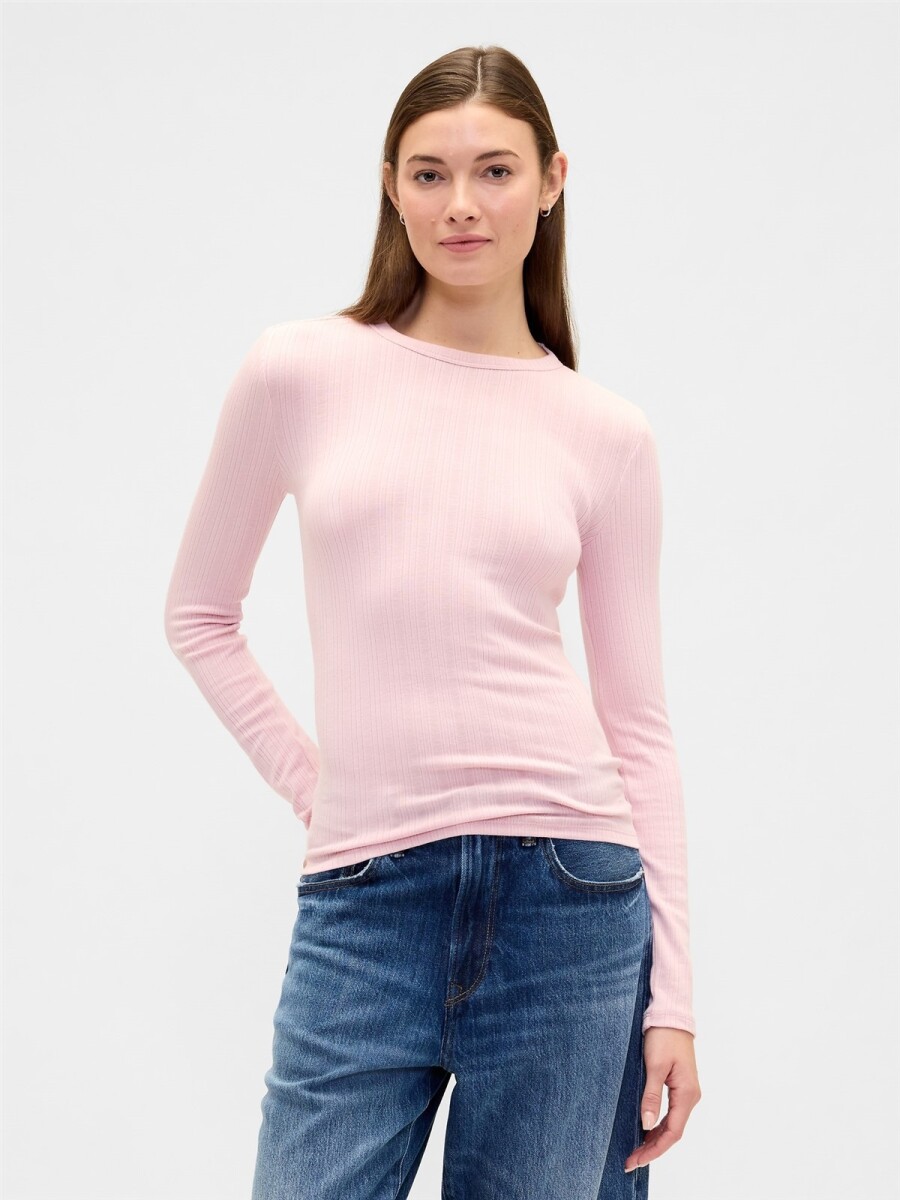 Remera Rib Mujer - Pure Pink 