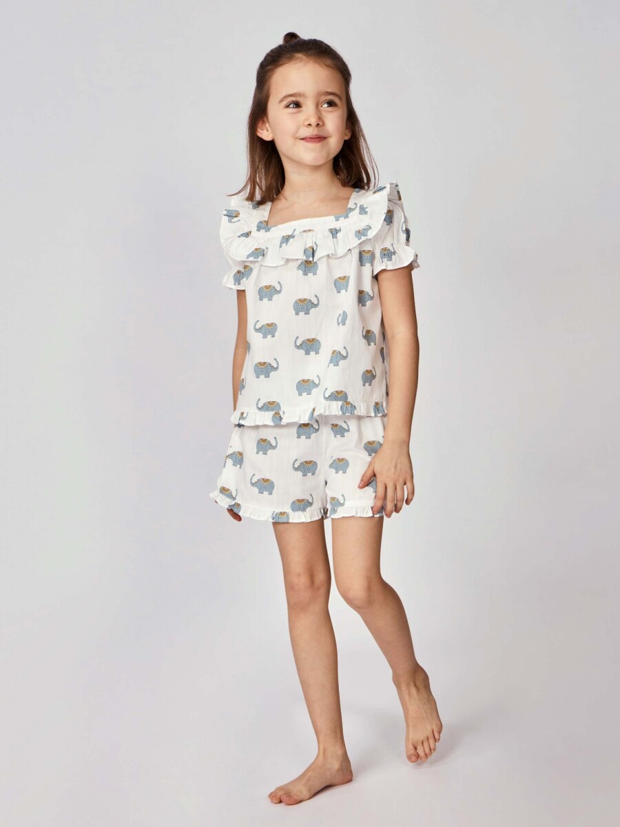 Pijama Estampado Elefantes Azul