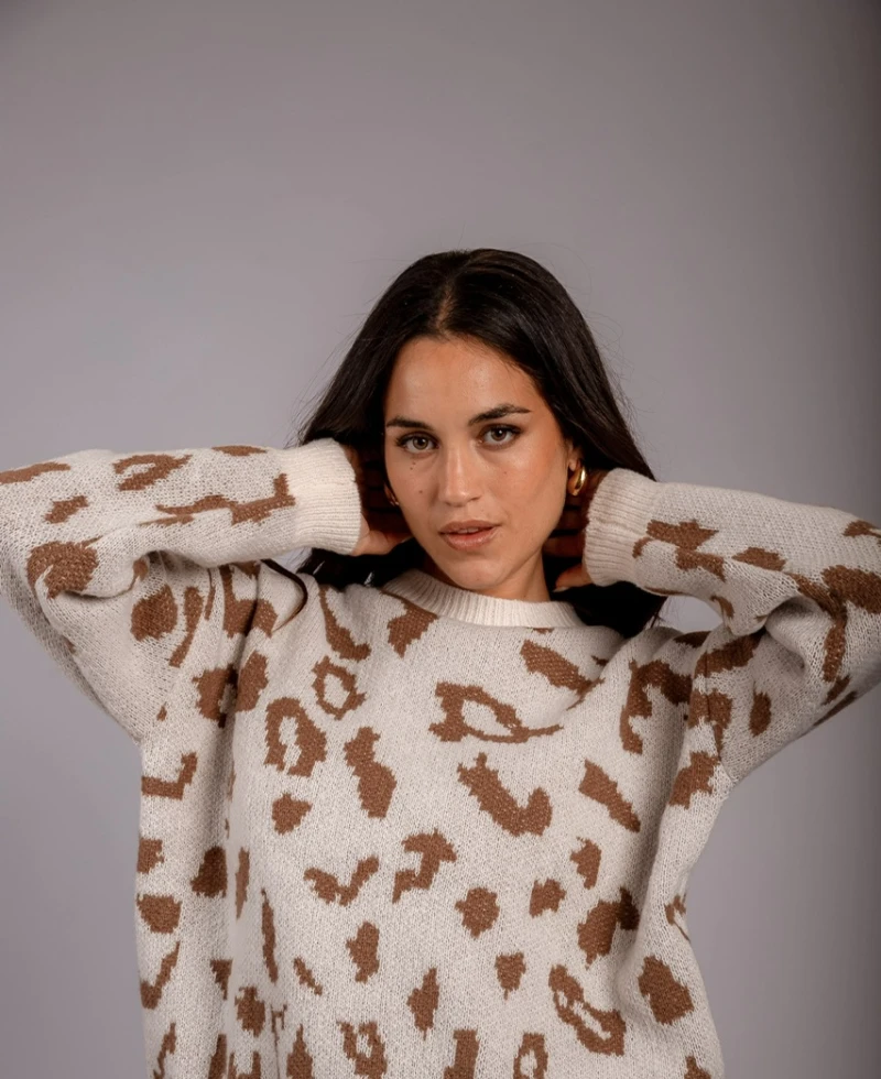 Buzo Print blanco con beige