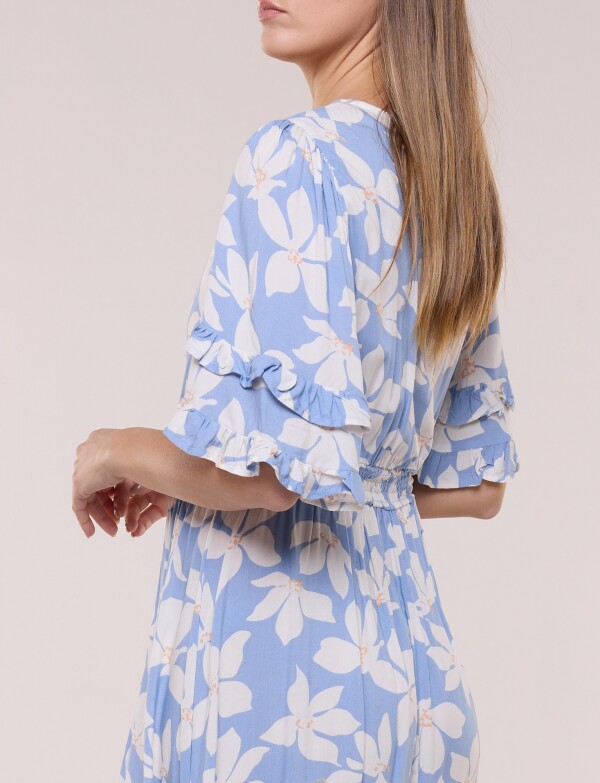 Vestido Volados Printed CELESTE/MULTI