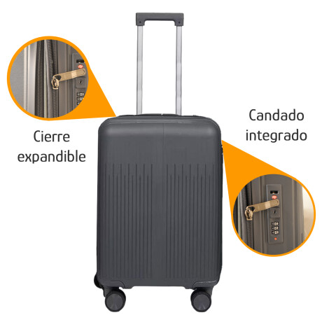 Set Valija Mediana Rígida + Almohadón Cervical Memoria Azul Gris Oscuro