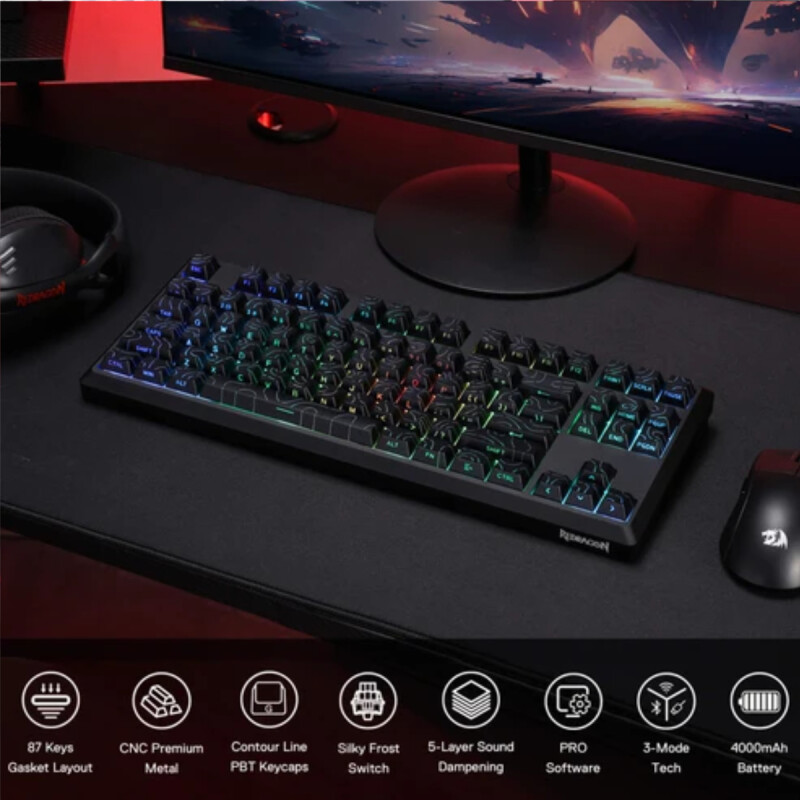 Teclado Gamer Redragon Uranus Pro K737 Black RGB Switch Red Teclado Gamer Redragon Uranus Pro K737 Black RGB Switch Red