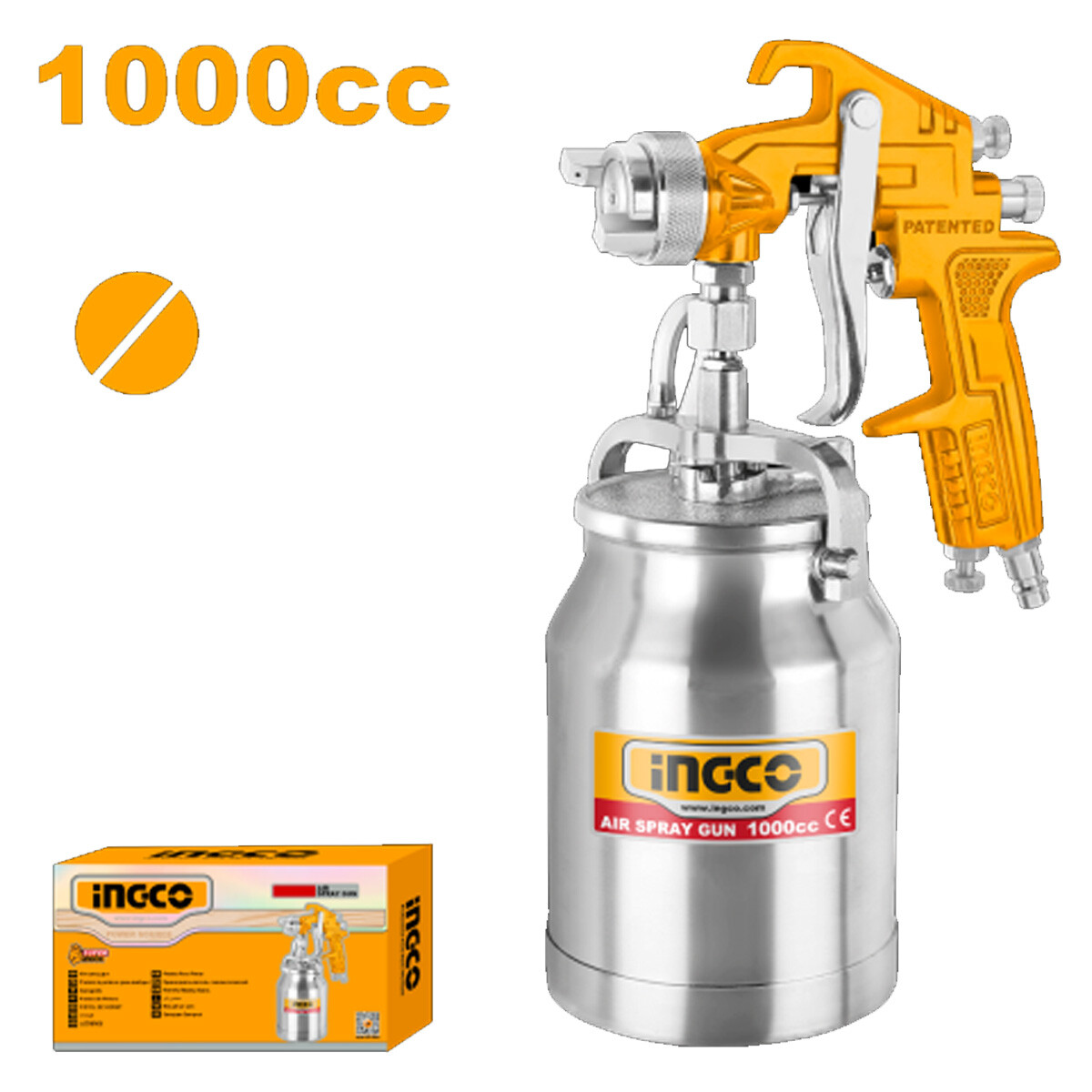PISTOLA DE PINTAR BASE COAT TACHO ABAJO 1000CC 1.8MM INGCO ASG3102 