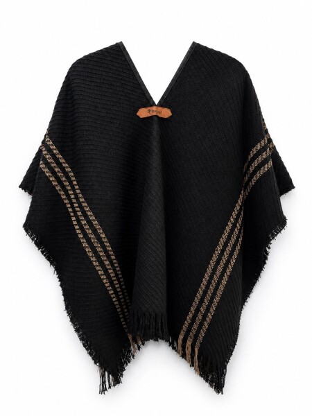 Poncho niño negro con beige