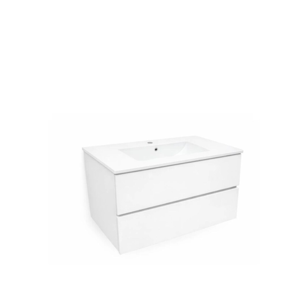 Mueble de baño suspendido Blanco 80 cm con bacha de loza Mueble De Baño Suspendido Blanco 80 Cm Con Bacha De Loza
