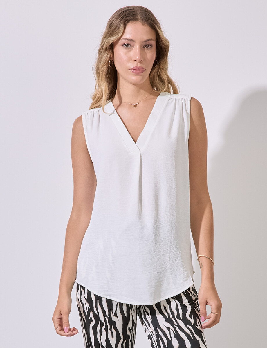 Blusa Escote V - Crudo 