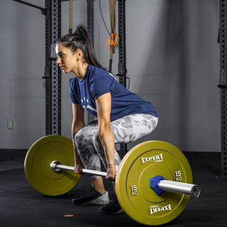 Disco Olímpico 15Kg Expert Revestido En Goma C/ Aro Metal Pesa P/ Barras Fit014006-15k
