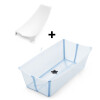 Baño Plegable Flexi Bath XL Transparente / Celeste + Soporte Cuchara Stokke Baño Plegable Flexi Bath XL Transparente / Celeste + Soporte Cuchara Stokke