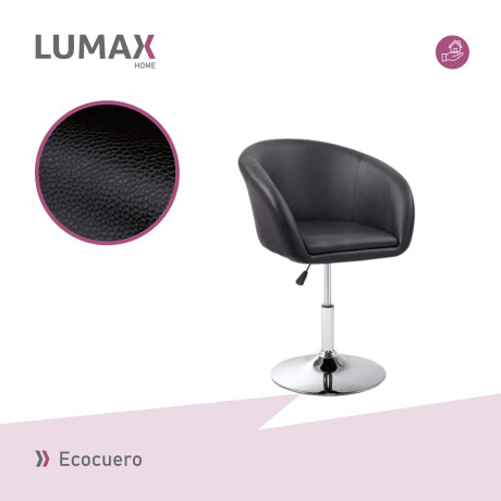 Silla Taburete Butaca con Respaldo en Cuero Lumax Modelo Stella Negro