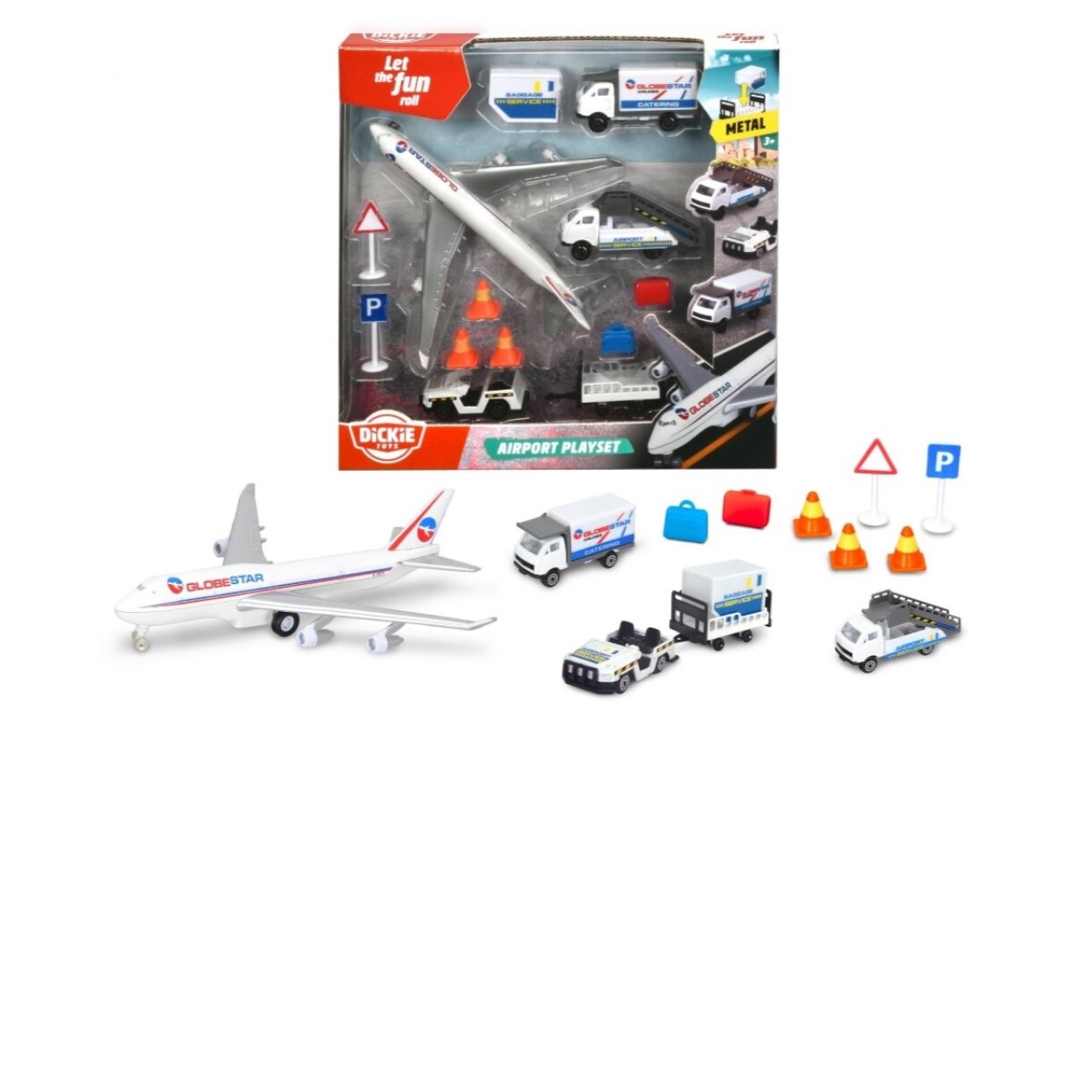 Playset Aeropuerto Dickie Incluye 3 Vehículos de Metal 