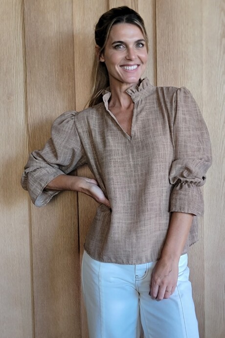 Blusa Copenhague Lino Tostado melange