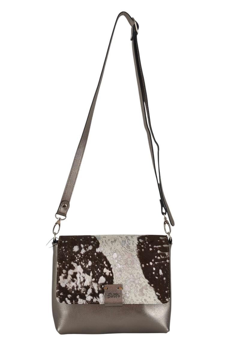 Morral con solapa combinado Plateado